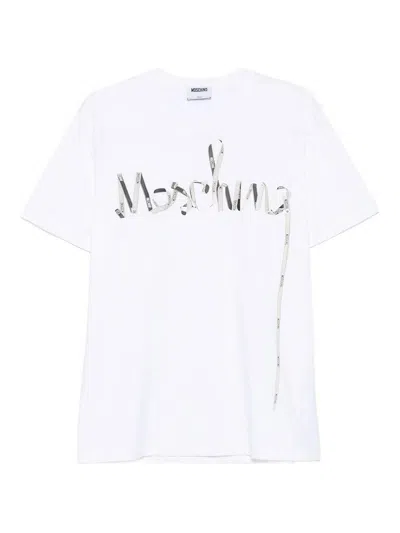 Moschino Couture Printed Cotton Tshirt In White
