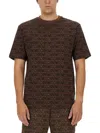 Moschino Logo-print Crew Neck T-shirt In Brown