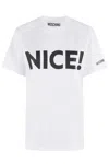 Moschino T-shirt With Embroidered Logo In Fantasia Bianco