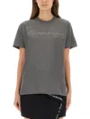 Moschino T-shirt With Embroidered Logo In Gray