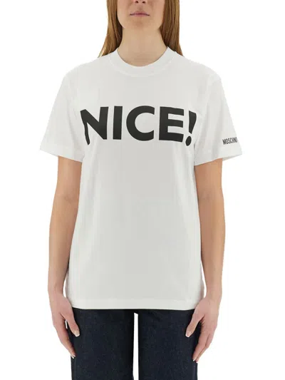 Moschino T-shirt With Embroidered Logo In White