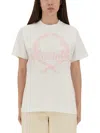 Moschino Embroidered Crew Neck T-shirt In Soft Cotton In White