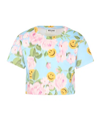 Moschino T-shirt With Floral Print In Pink