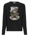 Moschino Bear Embroidered Crewneck Sweater In Black