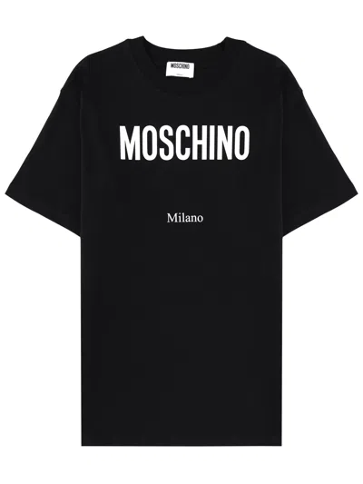 Moschino Printed Organic Cotton Jersey T-shirt In Black