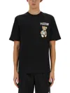 Moschino Drawn Teddy Bear Logo Polo Shirt In Black