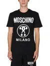 Moschino Black Double Question Mark Logo T-shirt In Black