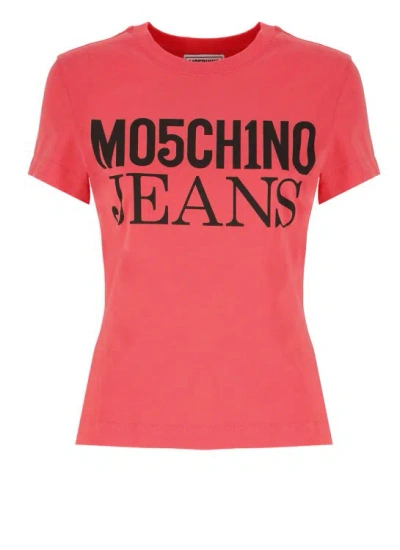 Moschino T-shirt With Logo In Burgundy