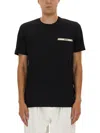 Moschino Logo Ribbon Pocket T-shirt In Black Cotton In Black