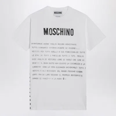 Moschino White Cotton T-shirt With Logo In Multi
