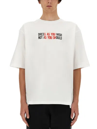 Moschino Slogan-print Cotton T-shirt In White