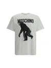 Moschino T-shirt Chimpanzee Print In Fantasia Bianco