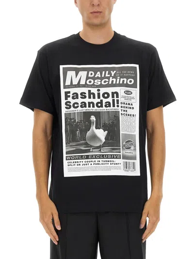 Moschino T Shirt With Print In Black
