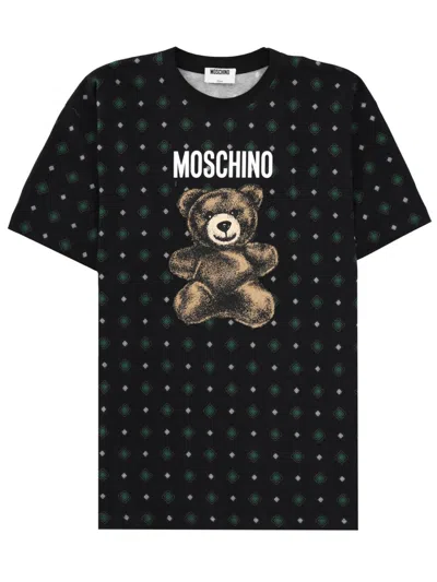 Moschino Graphic Crew Neck Short Sleeve Top In Black
