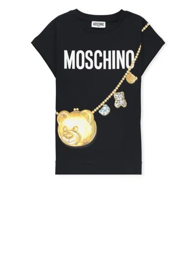 Moschino Kids' T-shirt With Print In Nero Black