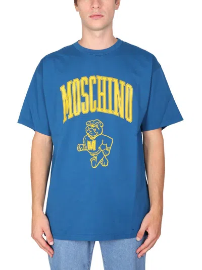 Moschino T-shirt With Print In Blue
