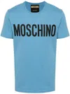 Moschino Blue Printed-logo T-shirt In Blue