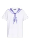 Moschino Cotton Interlock T-shirt With Print In White/blue