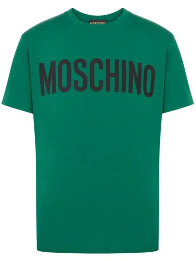 Moschino Logo-print Cotton T-shirt In Bottle Green
