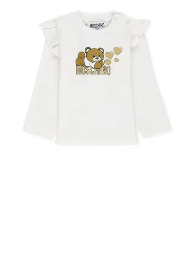 Moschino Babies' T-shirt With Print In Ivory