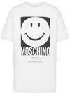 Moschino Crew Neck Smiley Print Graphic T-shirt Straight Hem In White