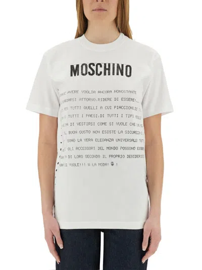 Moschino White Cotton T-shirt With Logo In Multi