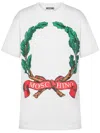 Moschino T-shirt In Organic Jersey Laurel Crown In White
