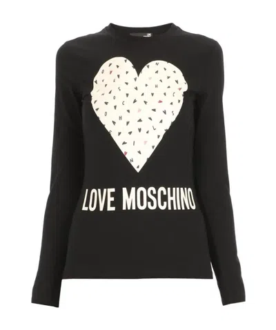 Moschino T-shirt With Round Neck And Long Sleeves In Black