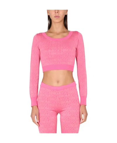 MOSCHINO T-SHIRT WITH ROUND NECK AND LONG SLEEVES