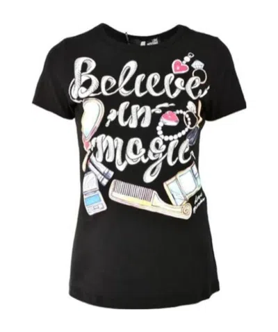 Moschino T-shirt With Round Neck And Short Sleeves In Black