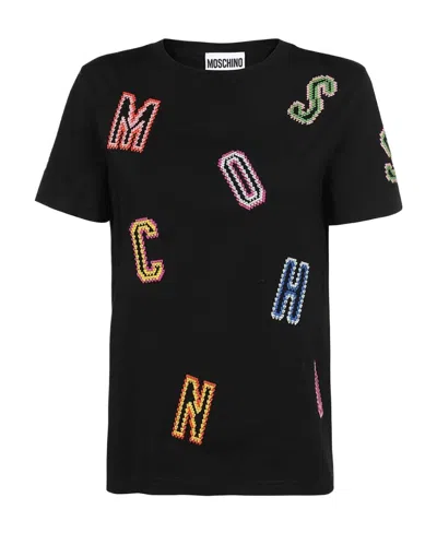 Moschino T-shirt With Round Neck And Short Sleeves In Black