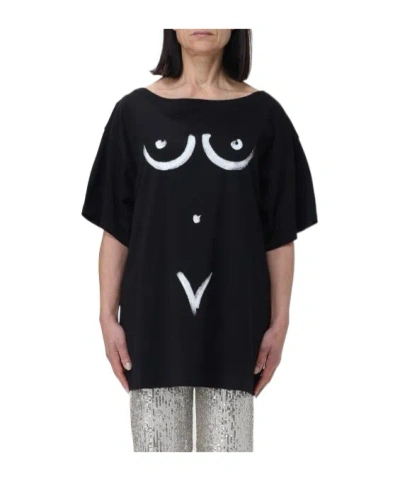 Moschino T-shirt With Round Neck And Short Sleeves In Black