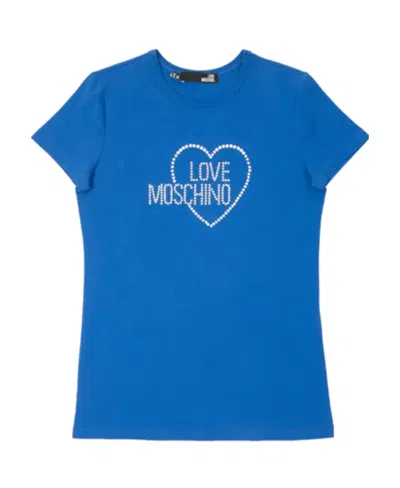 Moschino T-shirt With Round Neck And Short Sleeves In Blue