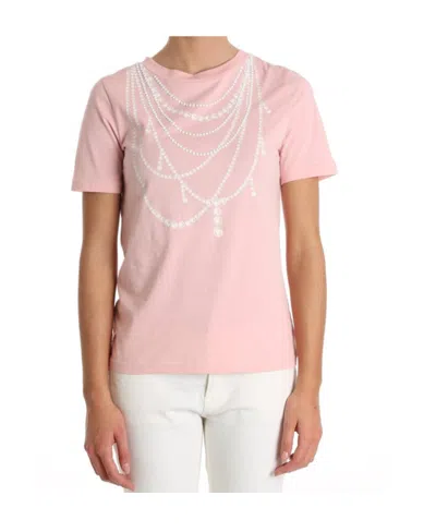 Moschino T-shirt With Round Neck And Short Sleeves In Nude