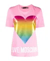 Moschino T-shirt With Round Neck And Short Sleeves In Pink