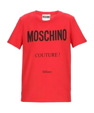 Moschino T-shirt With Round Neck And Short Sleeves In Red