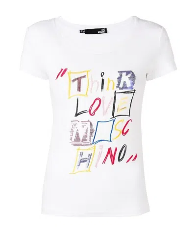 Moschino T-shirt With Round Neck And Short Sleeves In White