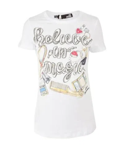 Moschino T-shirt With Round Neck And Short Sleeves In White