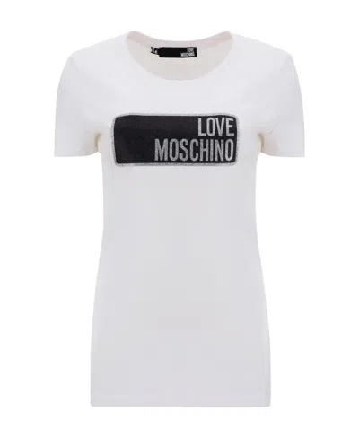 Moschino T-shirt With Round Neck And Short Sleeves In White