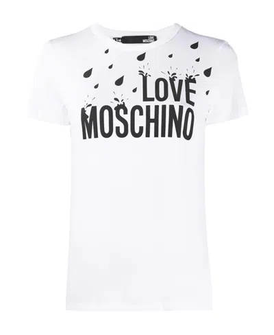 Moschino T-shirt With Round Neck And Short Sleeves In White
