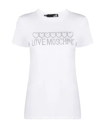 Moschino T-shirt With Round Neck And Short Sleeves In White
