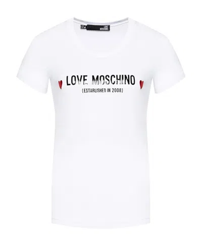 Moschino T-shirt With Round Neck And Short Sleeves In White