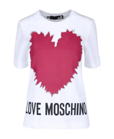 Moschino T-shirt With Round Neck And Short Sleeves In White