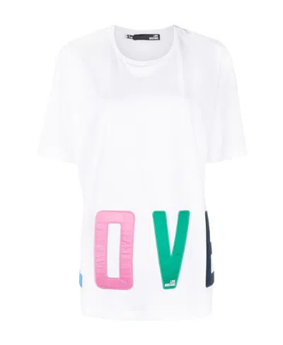 Moschino T-shirt With Round Neck And Short Sleeves In White