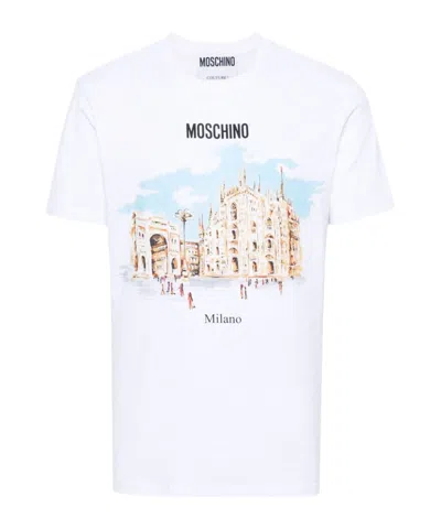 Moschino T-shirt With Round Neck And Short Sleeves In White