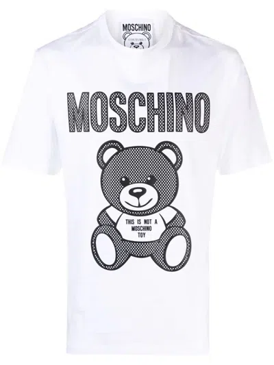 Moschino Teddy Bear Print Cotton T-shirt In ホワイト