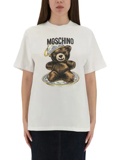 Moschino T-shirt With "teddy" Print In White