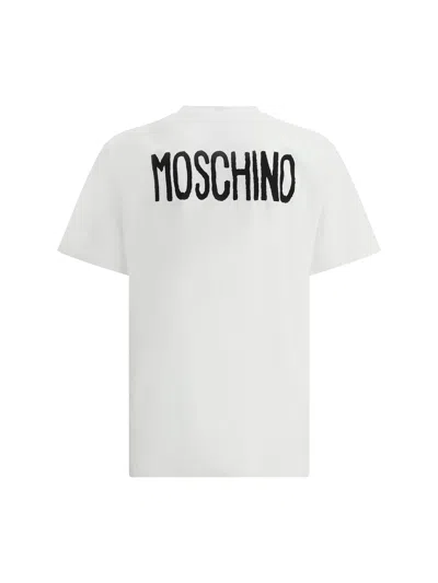 Moschino T-shirt With Text In Fantasia Bianco