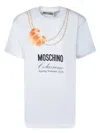 Moschino White Cotton T-shirt With Croissant And Pearls Print In White