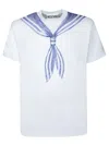 Moschino T-shirt In Interlock Di Cotone Con Stampa In White